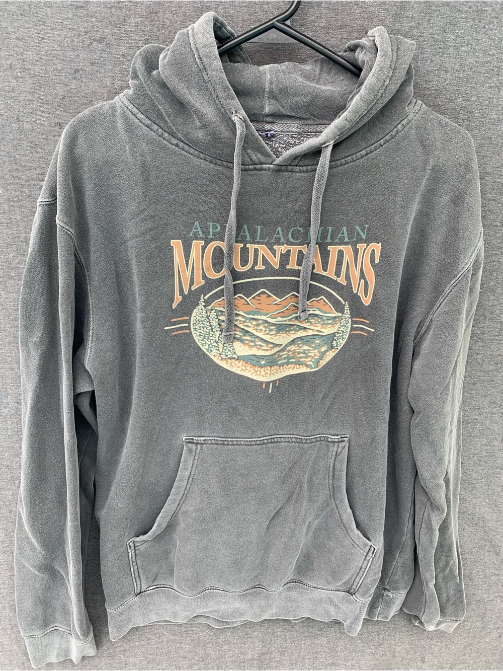 New Frontier Gray Hoodie Sweatshirt Appalachian Mountain Graphics